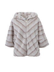 Short faux fur coat - BEIGE