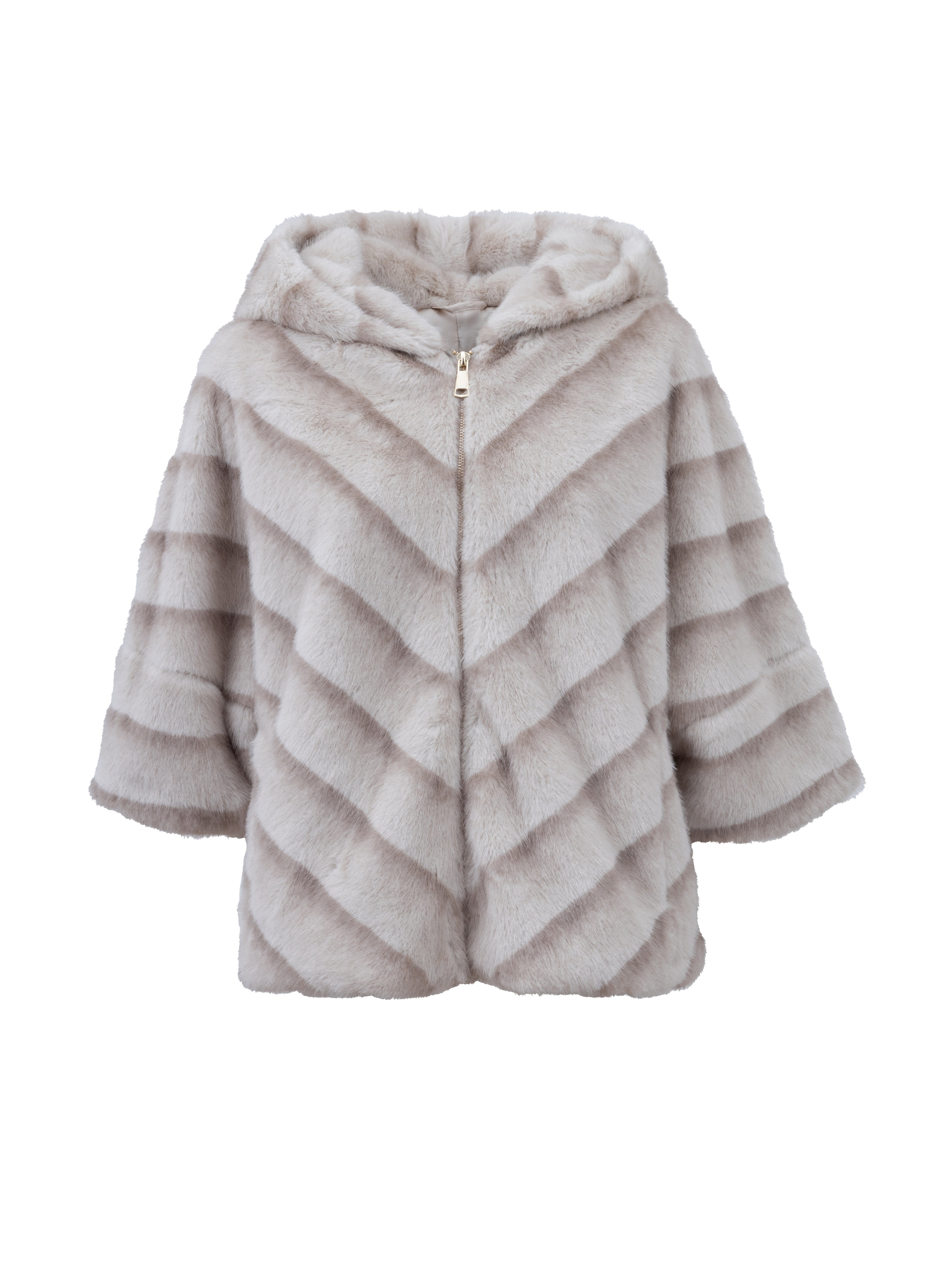 Short faux fur coat - BEIGE