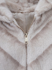 Short faux fur coat - BEIGE