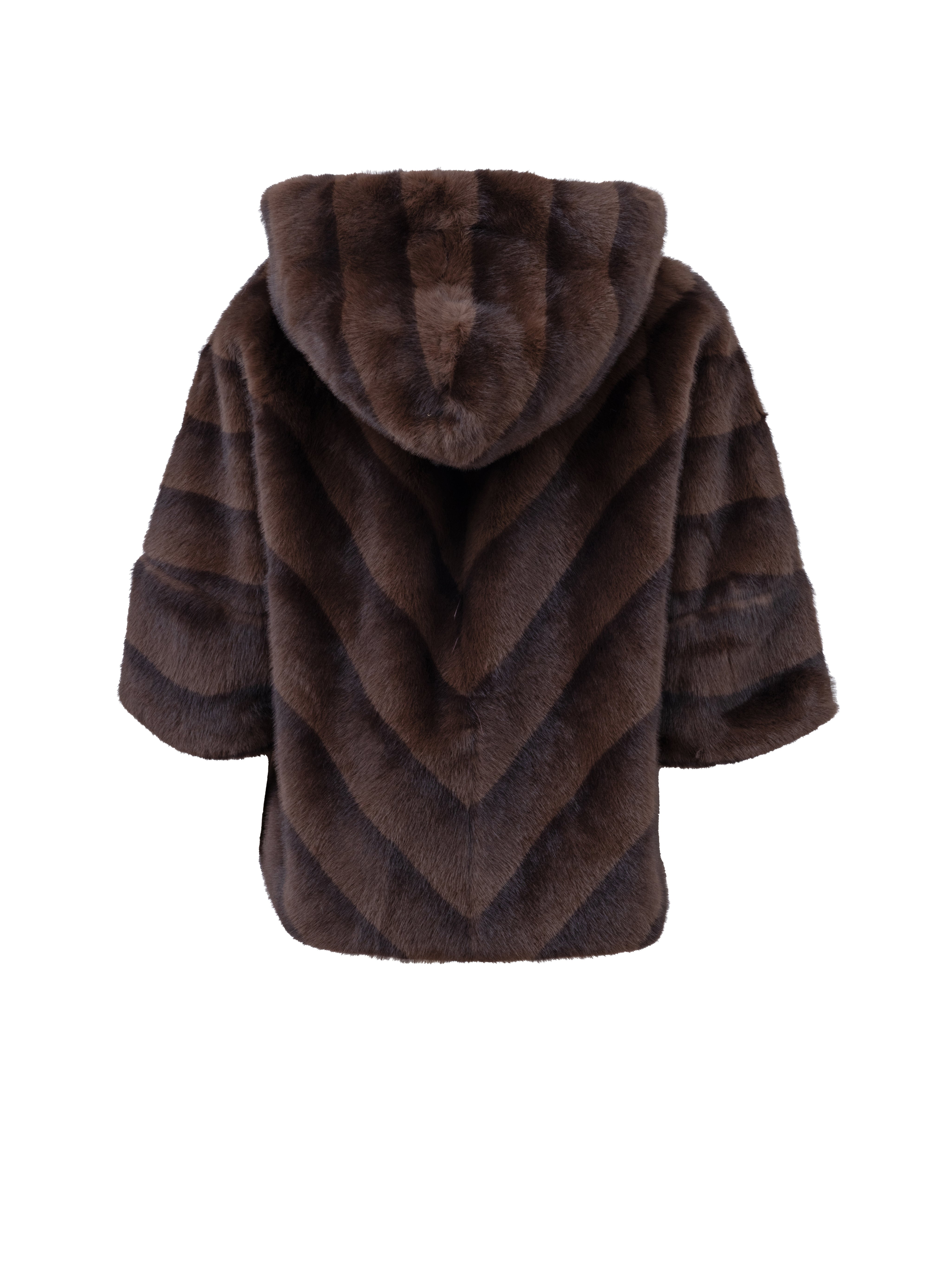 Short faux fur coat - BROWN