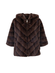 Short faux fur coat - BROWN