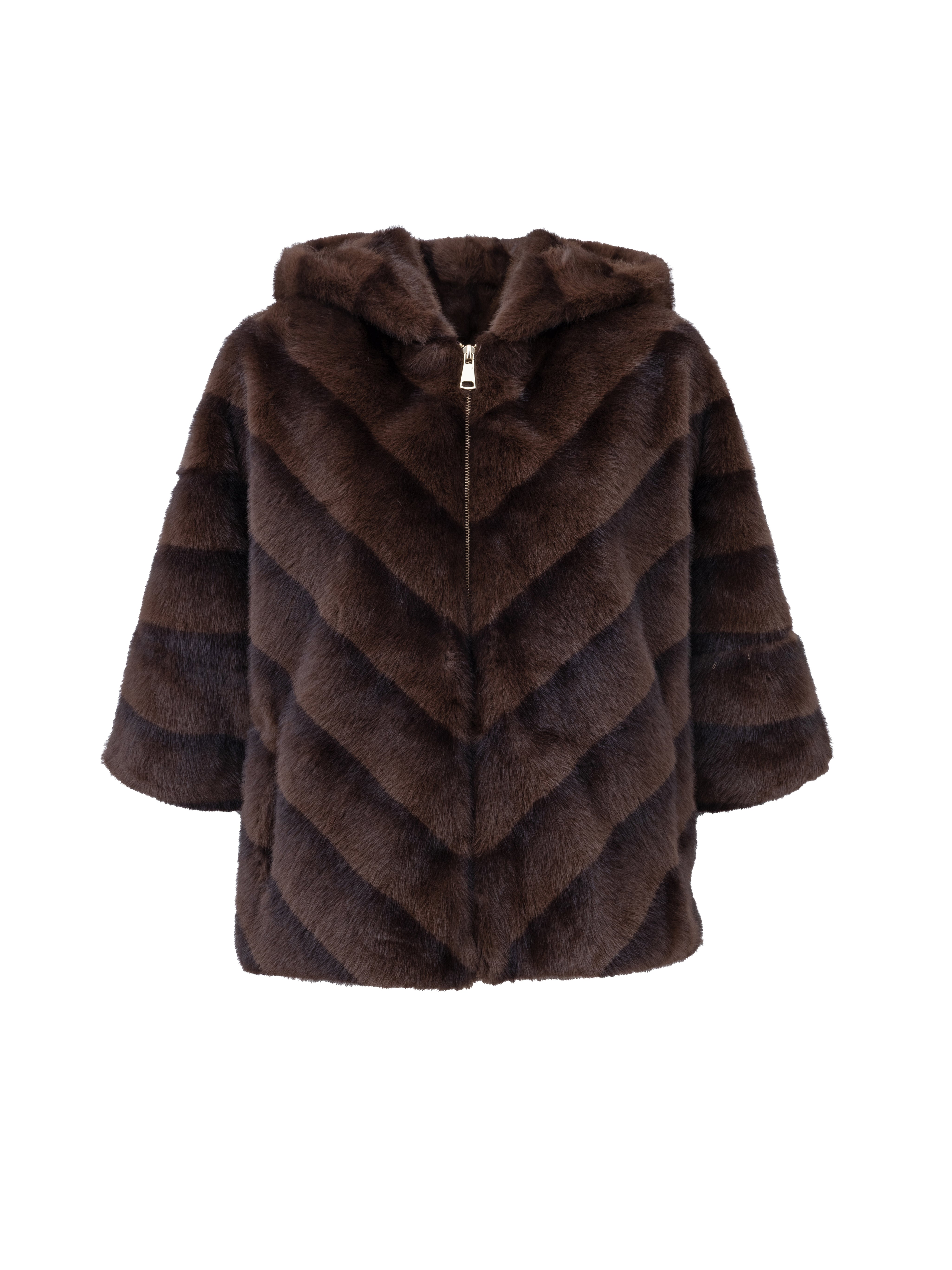 Short faux fur coat - BROWN