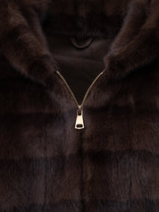 Faux Fur Coat with Hood - BROWN