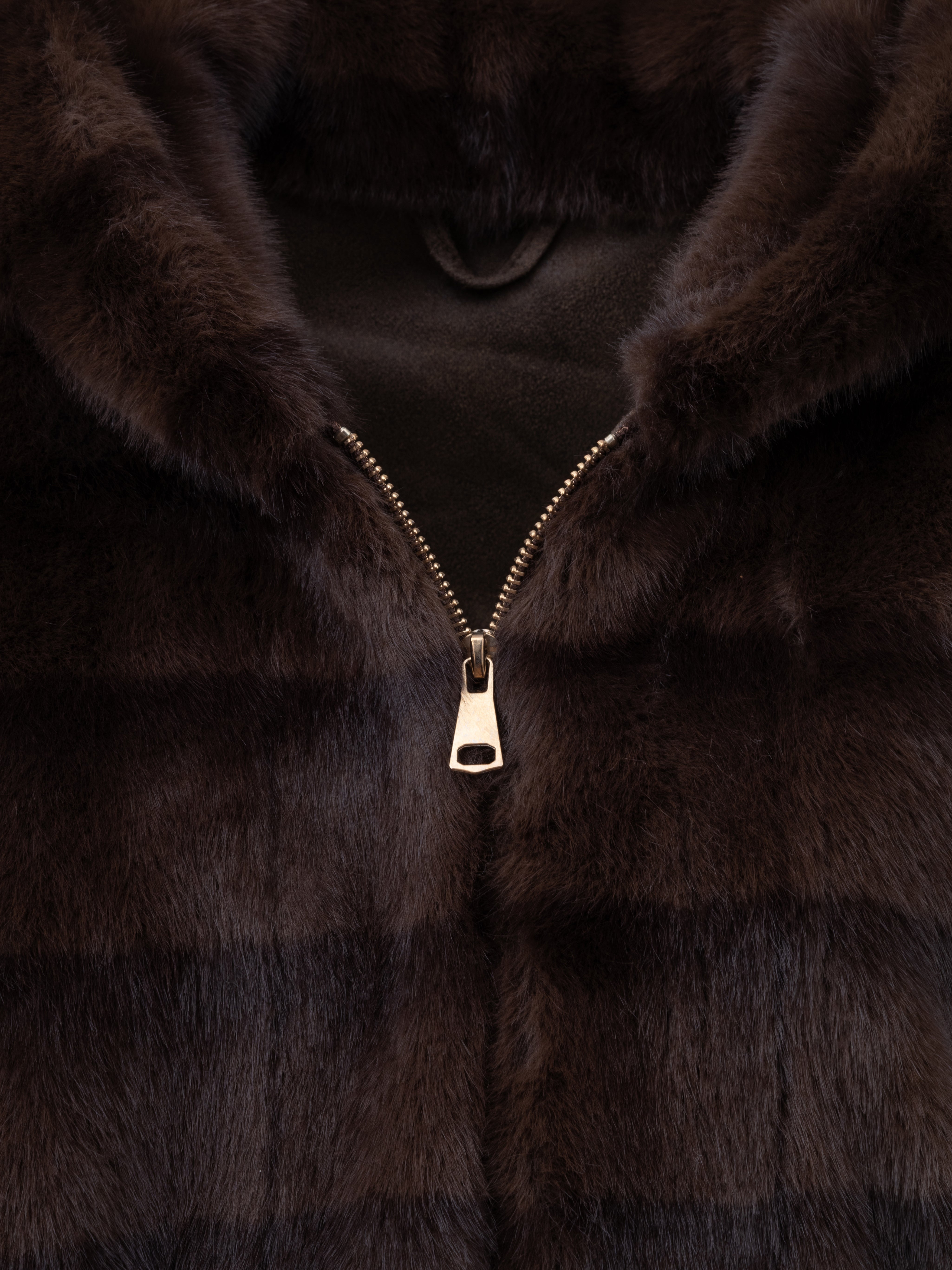 Faux Fur Coat with Hood - BROWN