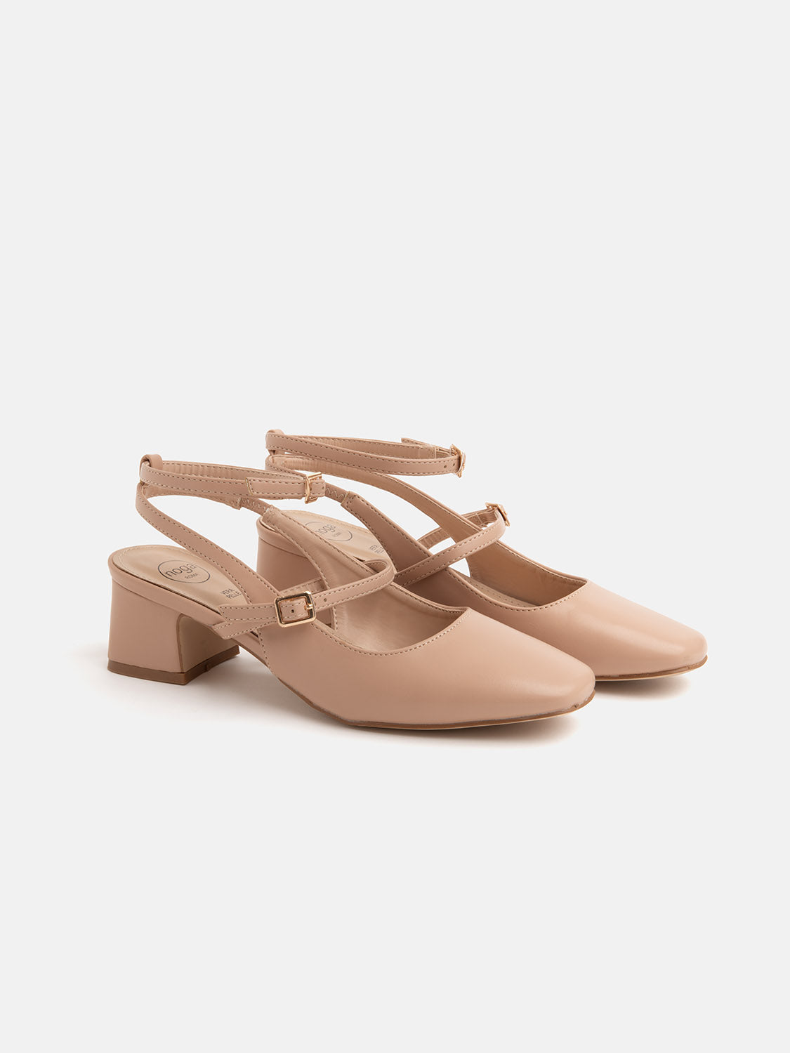 Pumps with square heel - BEIGE