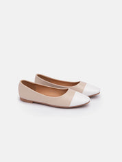 Two-tone ballet flat - WHITE/BEIGE